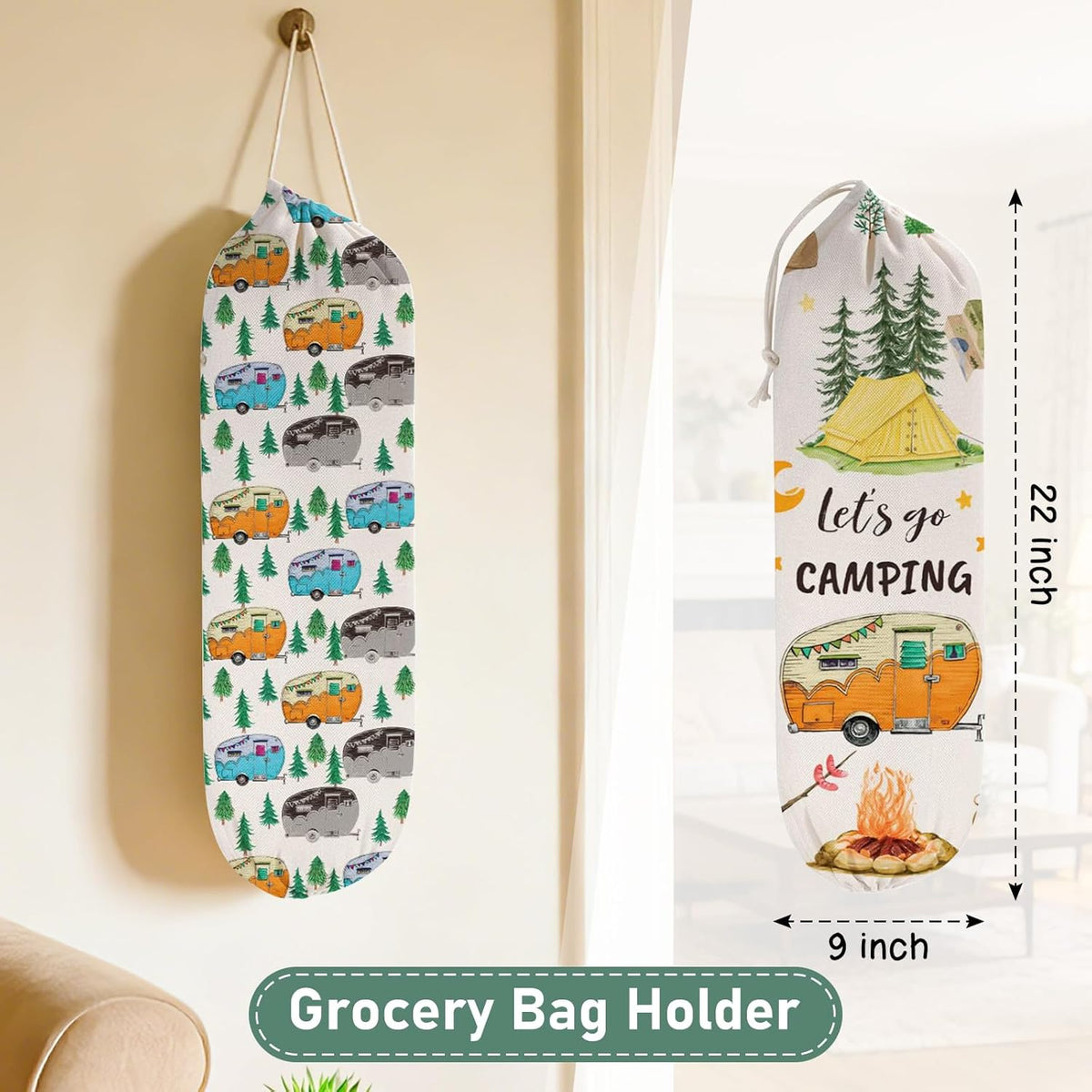 2Pcs Sunflower Plastic Bag Holder for Kitchen Essentials, Reusable Hanging Grocery Bag Organizer, Sunflower Gifts for Women, Washable Large Grocery Trash Bags Storage Dispenser