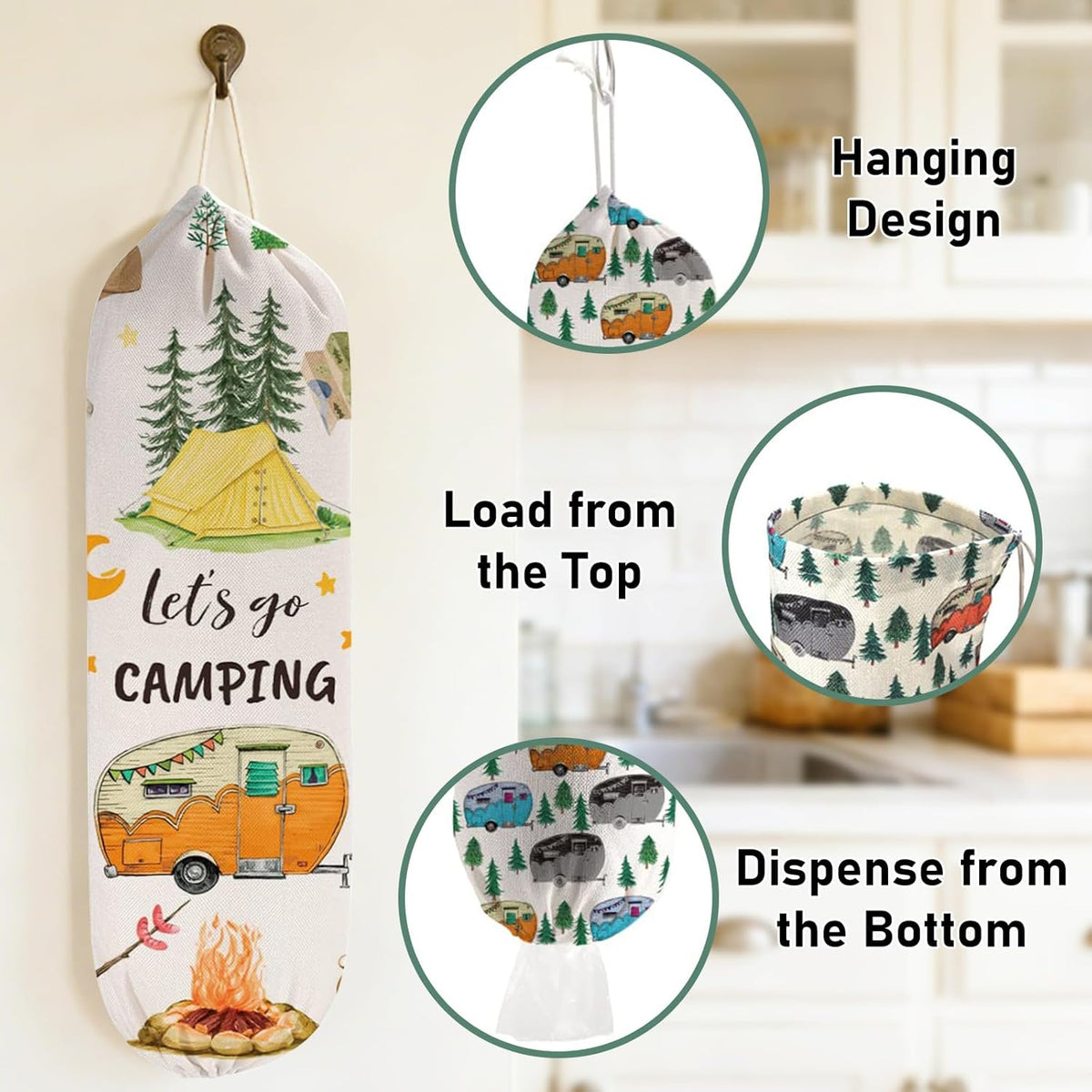 2Pcs Sunflower Plastic Bag Holder for Kitchen Essentials, Reusable Hanging Grocery Bag Organizer, Sunflower Gifts for Women, Washable Large Grocery Trash Bags Storage Dispenser