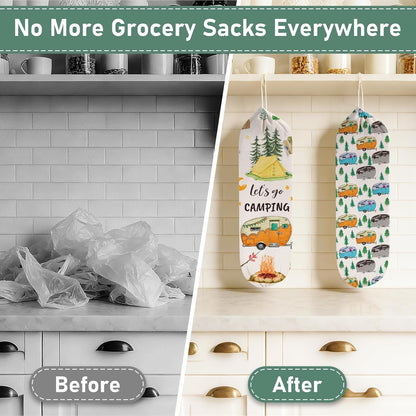 2Pcs Sunflower Plastic Bag Holder for Kitchen Essentials, Reusable Hanging Grocery Bag Organizer, Sunflower Gifts for Women, Washable Large Grocery Trash Bags Storage Dispenser