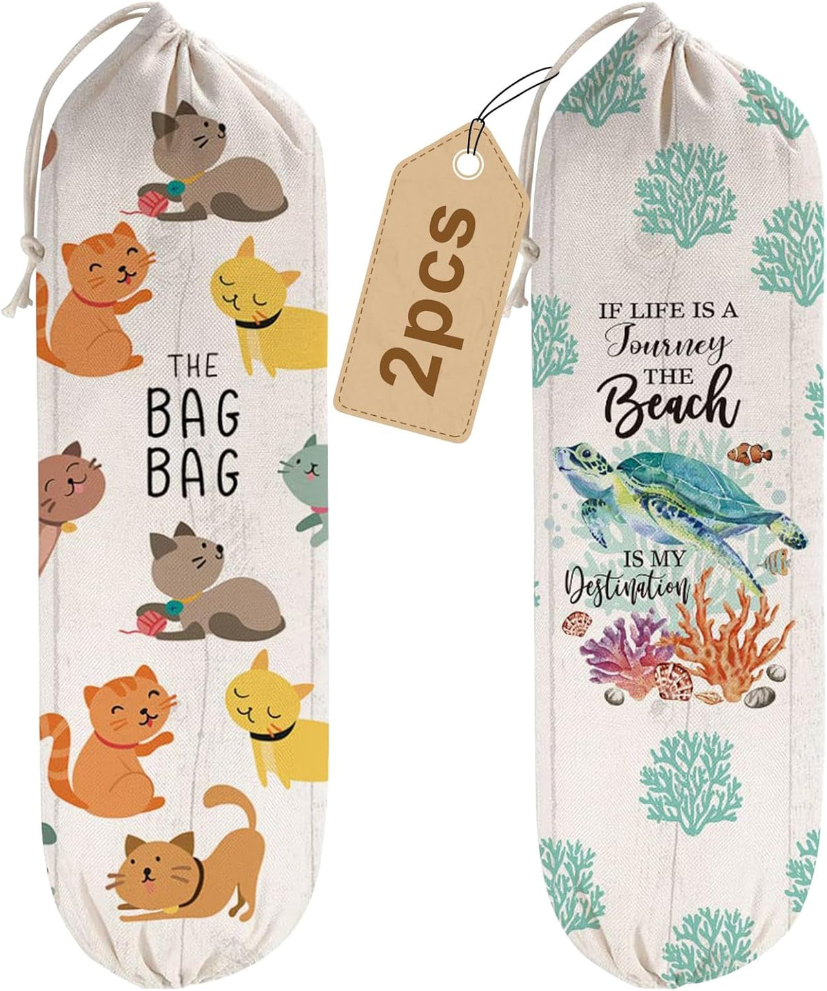 2Pcs Sunflower Plastic Bag Holder for Kitchen Essentials, Reusable Hanging Grocery Bag Organizer, Sunflower Gifts for Women, Washable Large Grocery Trash Bags Storage Dispenser