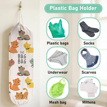 2Pcs Sunflower Plastic Bag Holder for Kitchen Essentials, Reusable Hanging Grocery Bag Organizer, Sunflower Gifts for Women, Washable Large Grocery Trash Bags Storage Dispenser