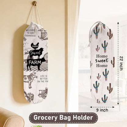 2Pcs Sunflower Plastic Bag Holder for Kitchen Essentials, Reusable Hanging Grocery Bag Organizer, Sunflower Gifts for Women, Washable Large Grocery Trash Bags Storage Dispenser