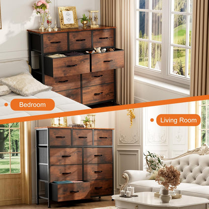 7 Drawer Dresser with Fabric Bins Fabric Storage Tower Organizer for Bedroom Closet Hallway Entryway Tall Chest of Drawers with Steel Frame Wood Top Easy Pull Handles,Black