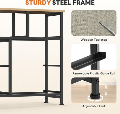 7 Drawer Dresser with Fabric Bins Fabric Storage Tower Organizer for Bedroom Closet Hallway Entryway Tall Chest of Drawers with Steel Frame Wood Top Easy Pull Handles,Black
