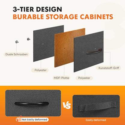 7 Drawer Dresser with Fabric Bins Fabric Storage Tower Organizer for Bedroom Closet Hallway Entryway Tall Chest of Drawers with Steel Frame Wood Top Easy Pull Handles,Black