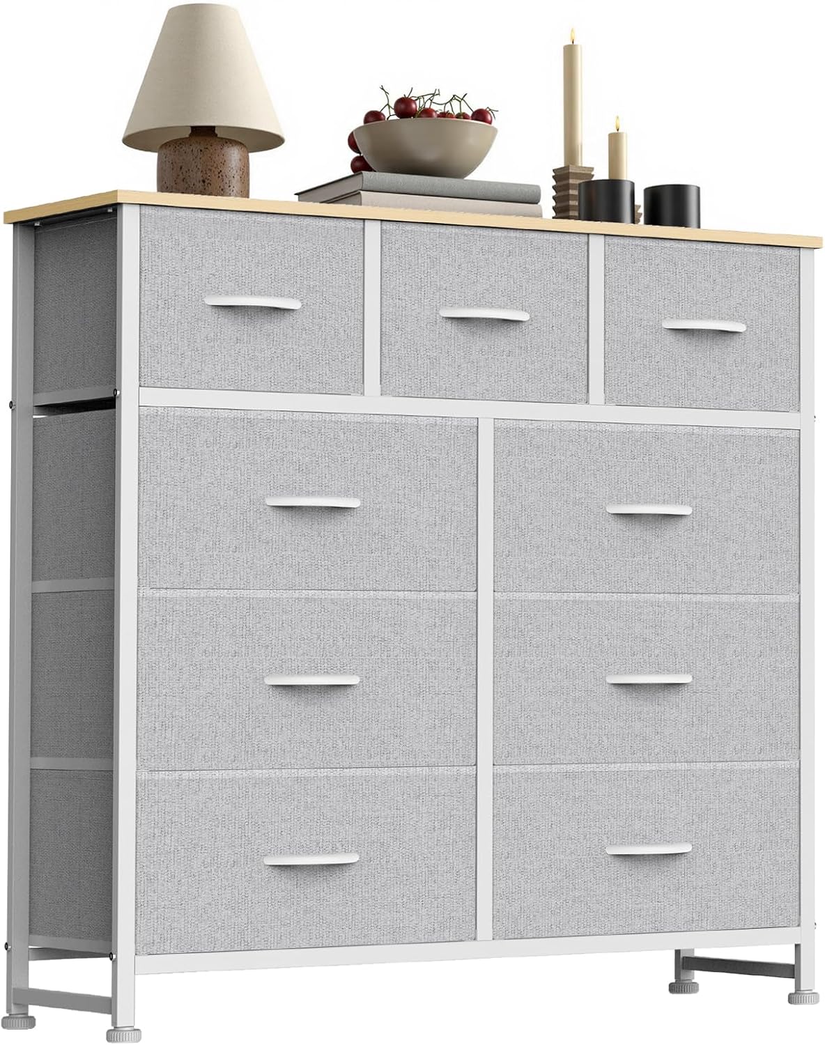 7 Drawer Dresser with Fabric Bins Fabric Storage Tower Organizer for Bedroom Closet Hallway Entryway Tall Chest of Drawers with Steel Frame Wood Top Easy Pull Handles,Black