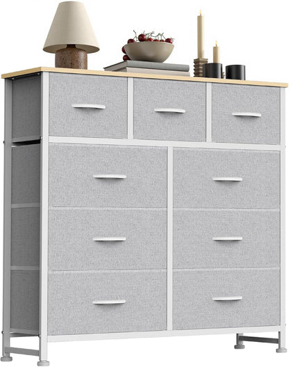 7 Drawer Dresser with Fabric Bins Fabric Storage Tower Organizer for Bedroom Closet Hallway Entryway Tall Chest of Drawers with Steel Frame Wood Top Easy Pull Handles,Black