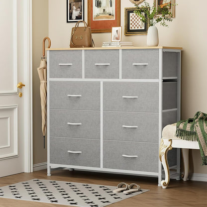 7 Drawer Dresser with Fabric Bins Fabric Storage Tower Organizer for Bedroom Closet Hallway Entryway Tall Chest of Drawers with Steel Frame Wood Top Easy Pull Handles,Black