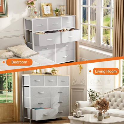 7 Drawer Dresser with Fabric Bins Fabric Storage Tower Organizer for Bedroom Closet Hallway Entryway Tall Chest of Drawers with Steel Frame Wood Top Easy Pull Handles,Black