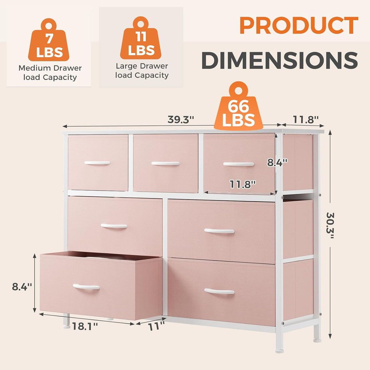 7 Drawer Dresser with Fabric Bins Fabric Storage Tower Organizer for Bedroom Closet Hallway Entryway Tall Chest of Drawers with Steel Frame Wood Top Easy Pull Handles,Black