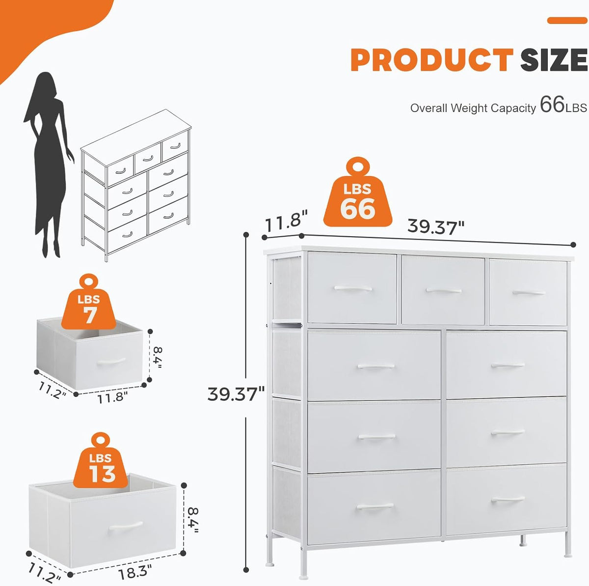 7 Drawer Dresser with Fabric Bins Fabric Storage Tower Organizer for Bedroom Closet Hallway Entryway Tall Chest of Drawers with Steel Frame Wood Top Easy Pull Handles,Black