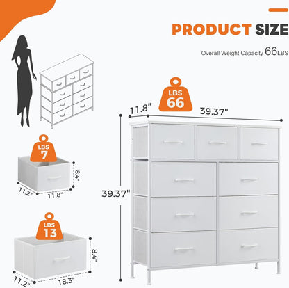 7 Drawer Dresser with Fabric Bins Fabric Storage Tower Organizer for Bedroom Closet Hallway Entryway Tall Chest of Drawers with Steel Frame Wood Top Easy Pull Handles,Black
