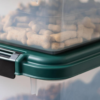 Airtight Pet Food Container, Up to 30 lbs & 11 lbs, Green | Airtight Seal, BPA-Free, 2-Cup Scoop, Stackable Design, Rolling Wheels, Dual Storage