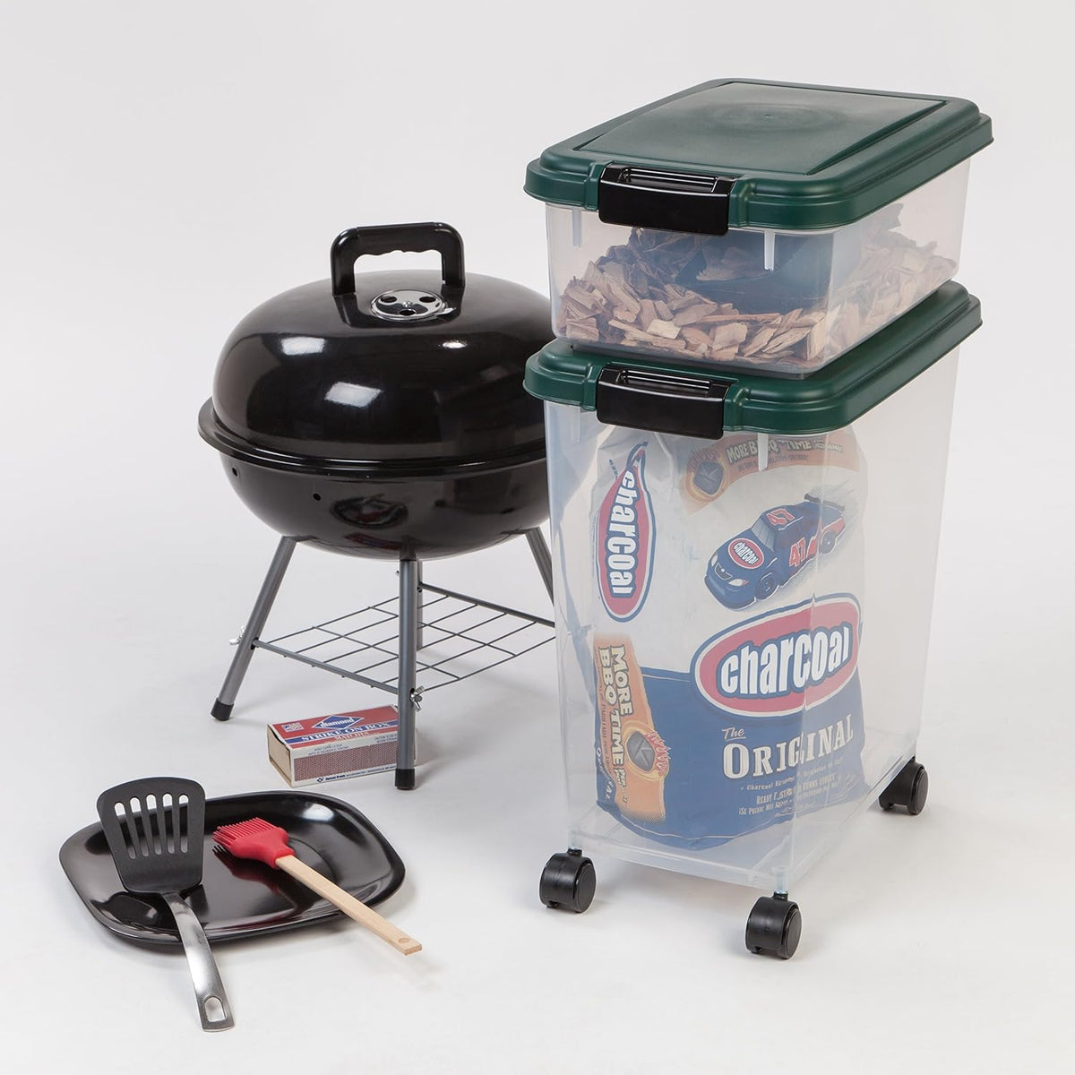 Airtight Pet Food Container, Up to 30 lbs & 11 lbs, Green | Airtight Seal, BPA-Free, 2-Cup Scoop, Stackable Design, Rolling Wheels, Dual Storage