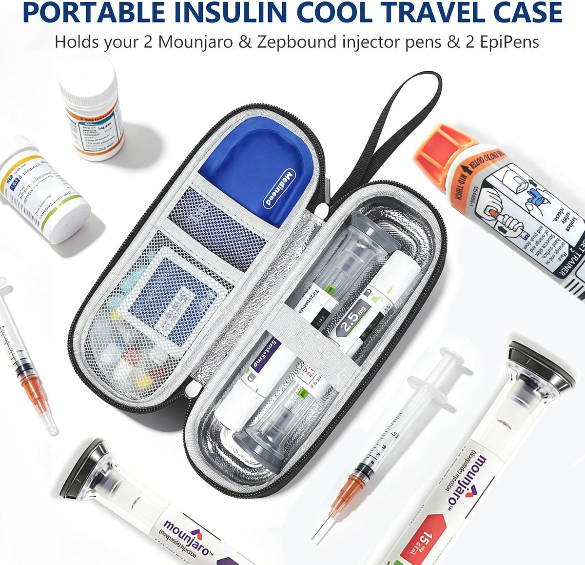 Portable Zepbound & Mounjaro Travel case,EVA Insulated Cooler Travel Case for Mounjaro Injector Pens,Tirzepatide GLP-1 Medicine Bag TSA Approved with 2PCS Ice Packs Daily Life and Trip(Purple)