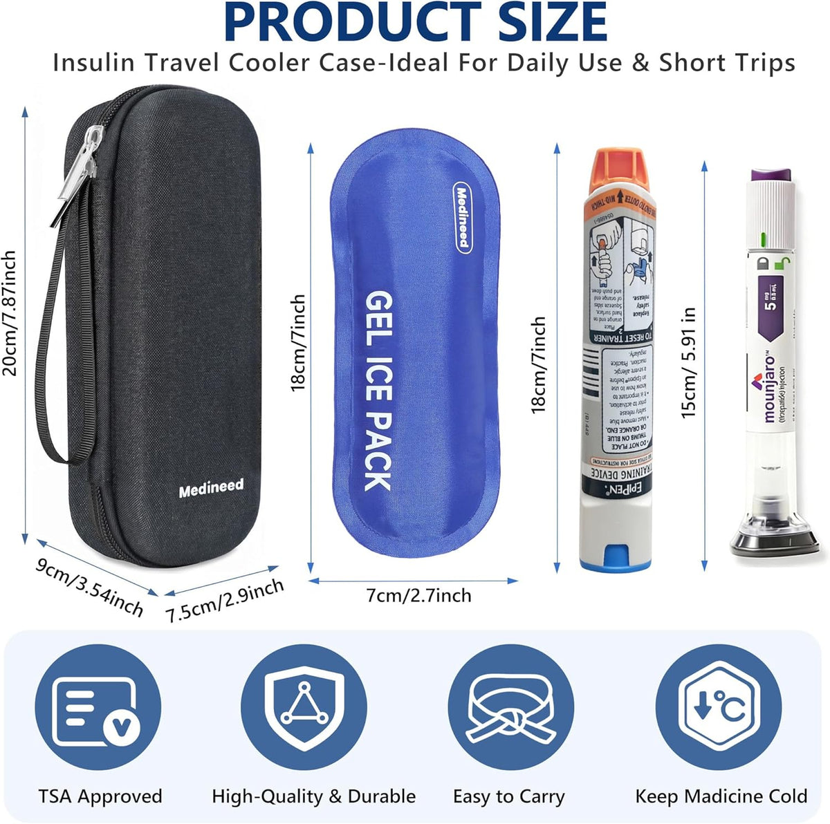 Portable Zepbound & Mounjaro Travel case,EVA Insulated Cooler Travel Case for Mounjaro Injector Pens,Tirzepatide GLP-1 Medicine Bag TSA Approved with 2PCS Ice Packs Daily Life and Trip(Purple)