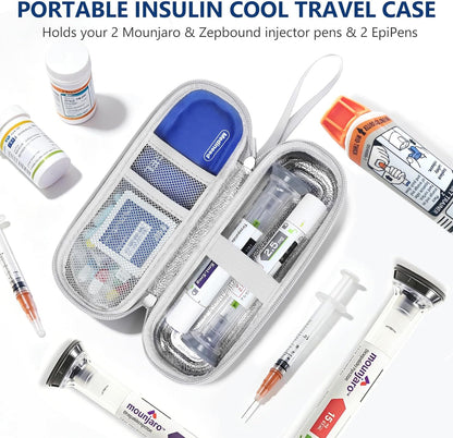 Portable Zepbound & Mounjaro Travel case,EVA Insulated Cooler Travel Case for Mounjaro Injector Pens,Tirzepatide GLP-1 Medicine Bag TSA Approved with 2PCS Ice Packs Daily Life and Trip(Purple)