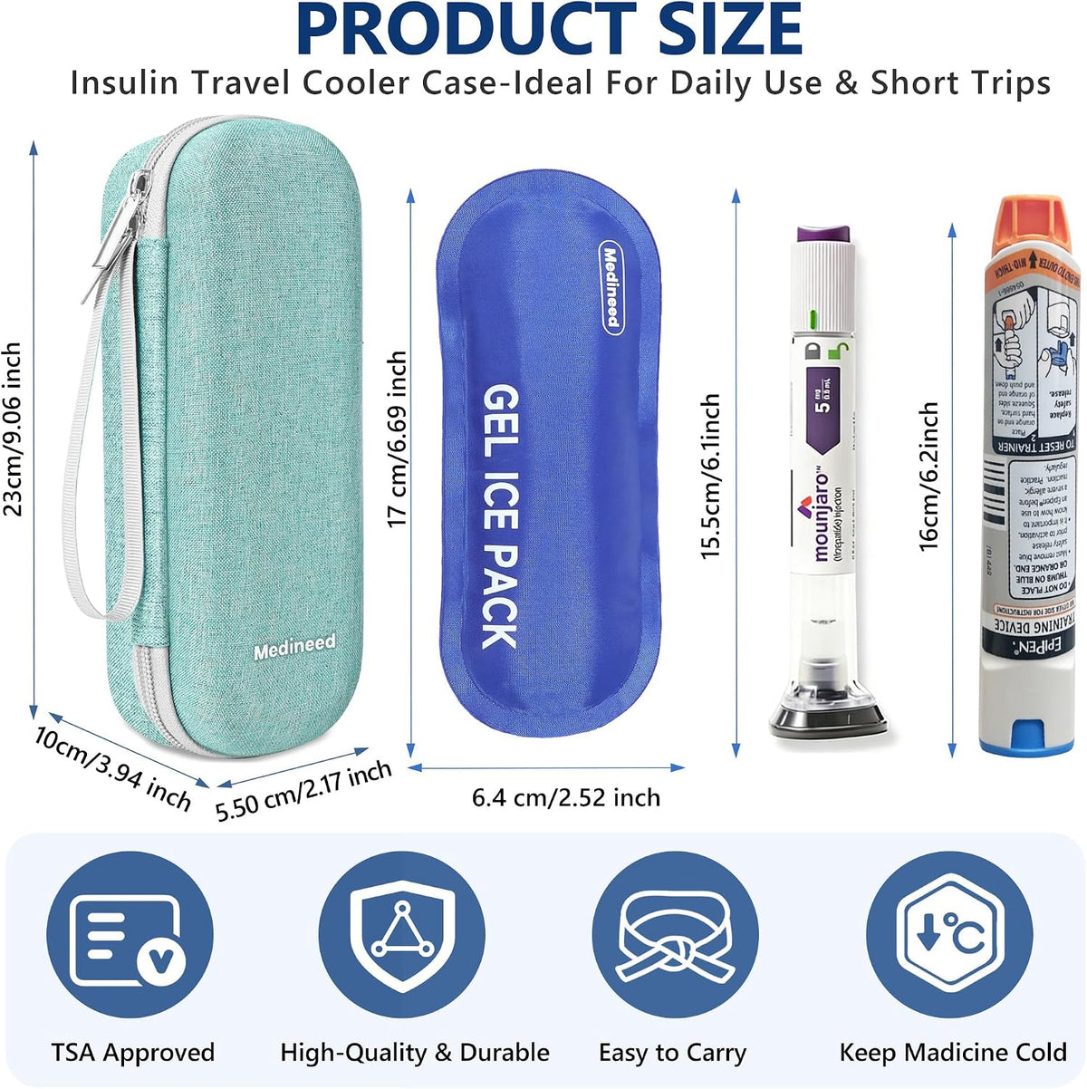 Portable Zepbound & Mounjaro Travel case,EVA Insulated Cooler Travel Case for Mounjaro Injector Pens,Tirzepatide GLP-1 Medicine Bag TSA Approved with 2PCS Ice Packs Daily Life and Trip(Purple)