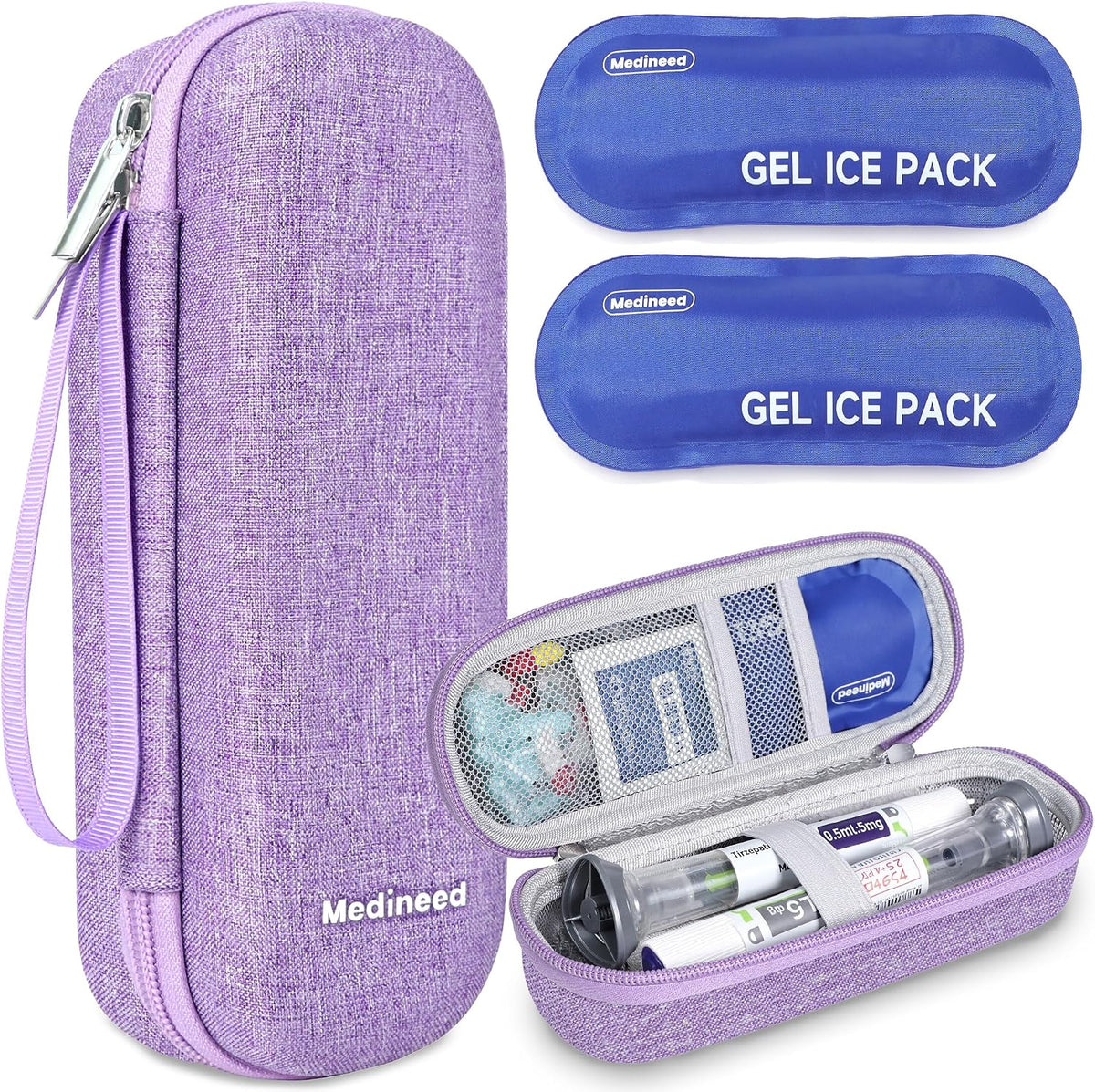Portable Zepbound & Mounjaro Travel case,EVA Insulated Cooler Travel Case for Mounjaro Injector Pens,Tirzepatide GLP-1 Medicine Bag TSA Approved with 2PCS Ice Packs Daily Life and Trip(Purple)