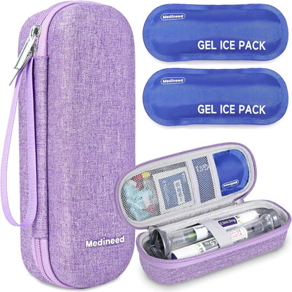 Portable Zepbound & Mounjaro Travel case,EVA Insulated Cooler Travel Case for Mounjaro Injector Pens,Tirzepatide GLP-1 Medicine Bag TSA Approved with 2PCS Ice Packs Daily Life and Trip(Purple)