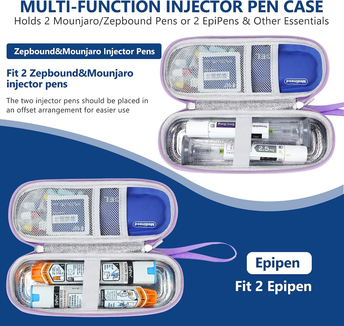 Portable Zepbound & Mounjaro Travel case,EVA Insulated Cooler Travel Case for Mounjaro Injector Pens,Tirzepatide GLP-1 Medicine Bag TSA Approved with 2PCS Ice Packs Daily Life and Trip(Purple)