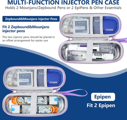 Portable Zepbound & Mounjaro Travel case,EVA Insulated Cooler Travel Case for Mounjaro Injector Pens,Tirzepatide GLP-1 Medicine Bag TSA Approved with 2PCS Ice Packs Daily Life and Trip(Purple)