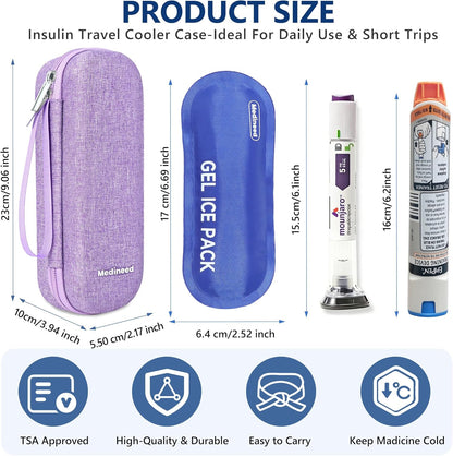 Portable Zepbound & Mounjaro Travel case,EVA Insulated Cooler Travel Case for Mounjaro Injector Pens,Tirzepatide GLP-1 Medicine Bag TSA Approved with 2PCS Ice Packs Daily Life and Trip(Purple)