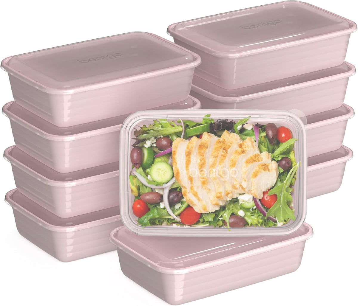Prep Meal Prep Containers with Lids, 20 Piece, PFAS & BPA-Free | 4-Cup Capacity, Portion Control, Stackable, Microwave, Freezer & Dishwasher-Safe, Reusable (Mint)