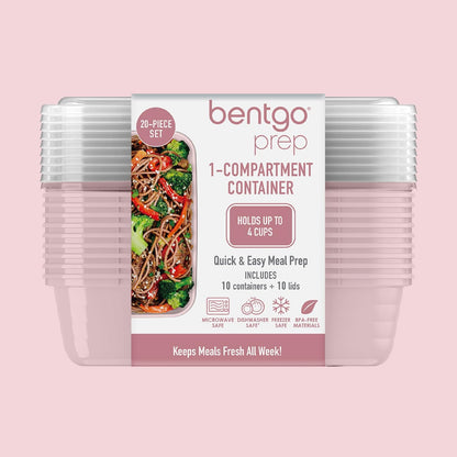 Prep Meal Prep Containers with Lids, 20 Piece, PFAS & BPA-Free | 4-Cup Capacity, Portion Control, Stackable, Microwave, Freezer & Dishwasher-Safe, Reusable (Mint)