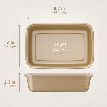 Prep Meal Prep Containers with Lids, 20 Piece, PFAS & BPA-Free | 4-Cup Capacity, Portion Control, Stackable, Microwave, Freezer & Dishwasher-Safe, Reusable (Mint)