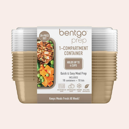 Prep Meal Prep Containers with Lids, 20 Piece, PFAS & BPA-Free | 4-Cup Capacity, Portion Control, Stackable, Microwave, Freezer & Dishwasher-Safe, Reusable (Mint)