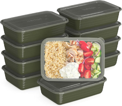 Prep Meal Prep Containers with Lids, 20 Piece, PFAS & BPA-Free | 4-Cup Capacity, Portion Control, Stackable, Microwave, Freezer & Dishwasher-Safe, Reusable (Mint)