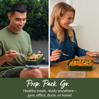Prep Meal Prep Containers with Lids, 20 Piece, PFAS & BPA-Free | 4-Cup Capacity, Portion Control, Stackable, Microwave, Freezer & Dishwasher-Safe, Reusable (Mint)