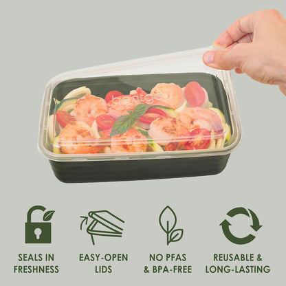 Prep Meal Prep Containers with Lids, 20 Piece, PFAS & BPA-Free | 4-Cup Capacity, Portion Control, Stackable, Microwave, Freezer & Dishwasher-Safe, Reusable (Mint)
