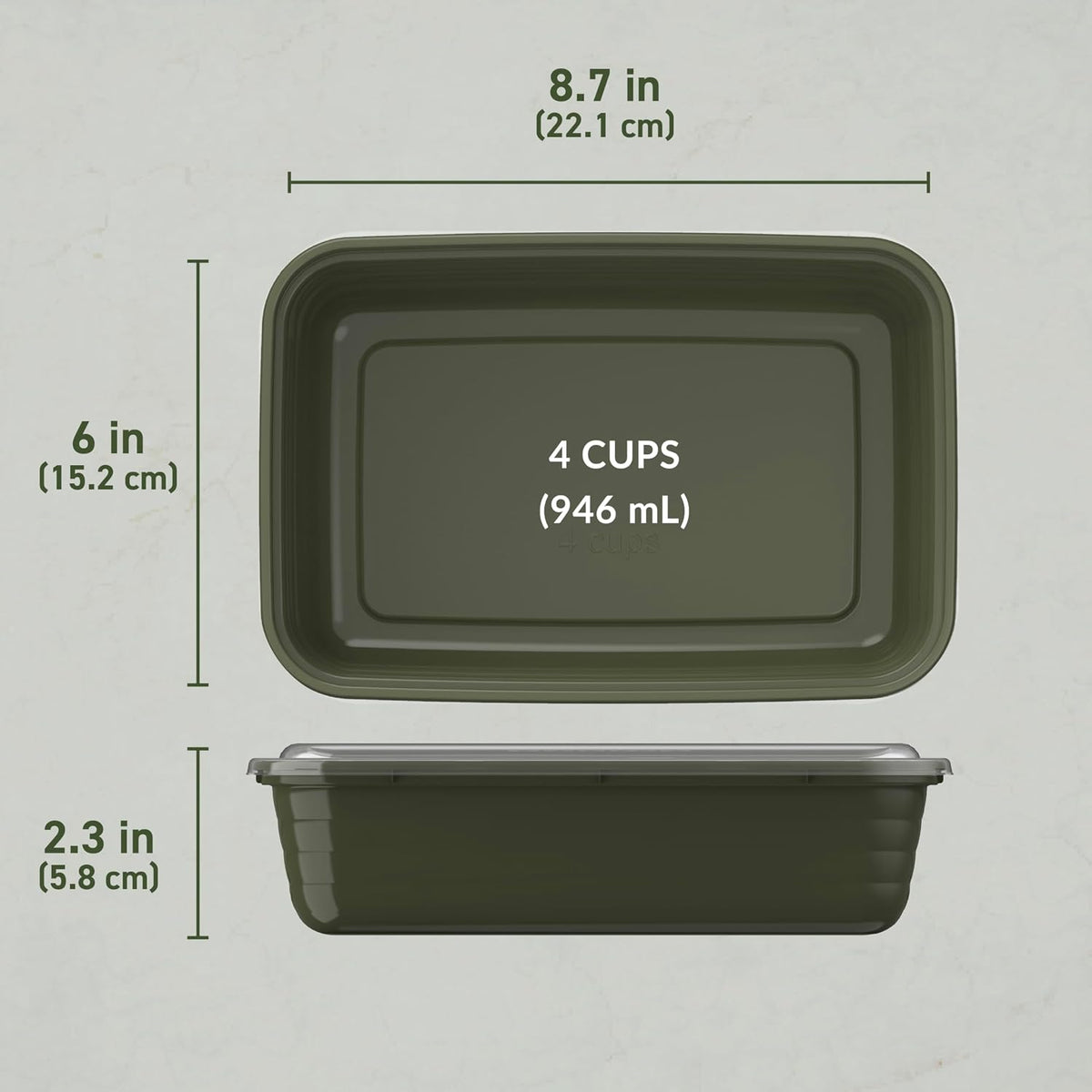 Prep Meal Prep Containers with Lids, 20 Piece, PFAS & BPA-Free | 4-Cup Capacity, Portion Control, Stackable, Microwave, Freezer & Dishwasher-Safe, Reusable (Mint)