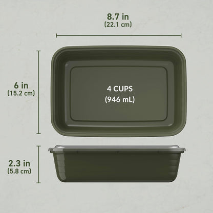 Prep Meal Prep Containers with Lids, 20 Piece, PFAS & BPA-Free | 4-Cup Capacity, Portion Control, Stackable, Microwave, Freezer & Dishwasher-Safe, Reusable (Mint)