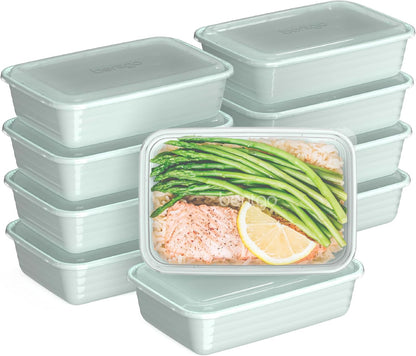 Prep Meal Prep Containers with Lids, 20 Piece, PFAS & BPA-Free | 4-Cup Capacity, Portion Control, Stackable, Microwave, Freezer & Dishwasher-Safe, Reusable (Mint)