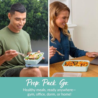Prep Meal Prep Containers with Lids, 20 Piece, PFAS & BPA-Free | 4-Cup Capacity, Portion Control, Stackable, Microwave, Freezer & Dishwasher-Safe, Reusable (Mint)