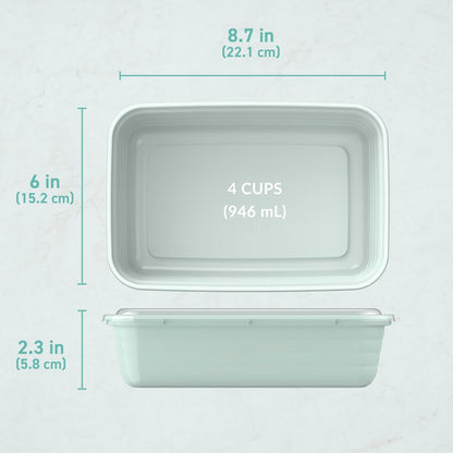 Prep Meal Prep Containers with Lids, 20 Piece, PFAS & BPA-Free | 4-Cup Capacity, Portion Control, Stackable, Microwave, Freezer & Dishwasher-Safe, Reusable (Mint)
