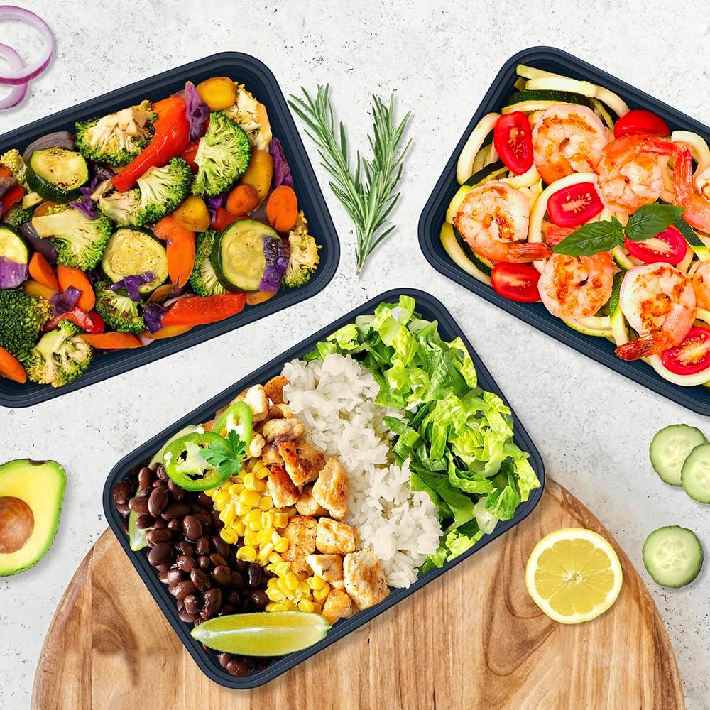 Prep Meal Prep Containers with Lids, 20 Piece, PFAS & BPA-Free | 4-Cup Capacity, Portion Control, Stackable, Microwave, Freezer & Dishwasher-Safe, Reusable (Mint)