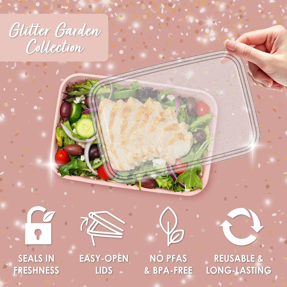 Prep Meal Prep Containers with Lids, 20 Piece, PFAS & BPA-Free | 4-Cup Capacity, Portion Control, Stackable, Microwave, Freezer & Dishwasher-Safe, Reusable (Mint)