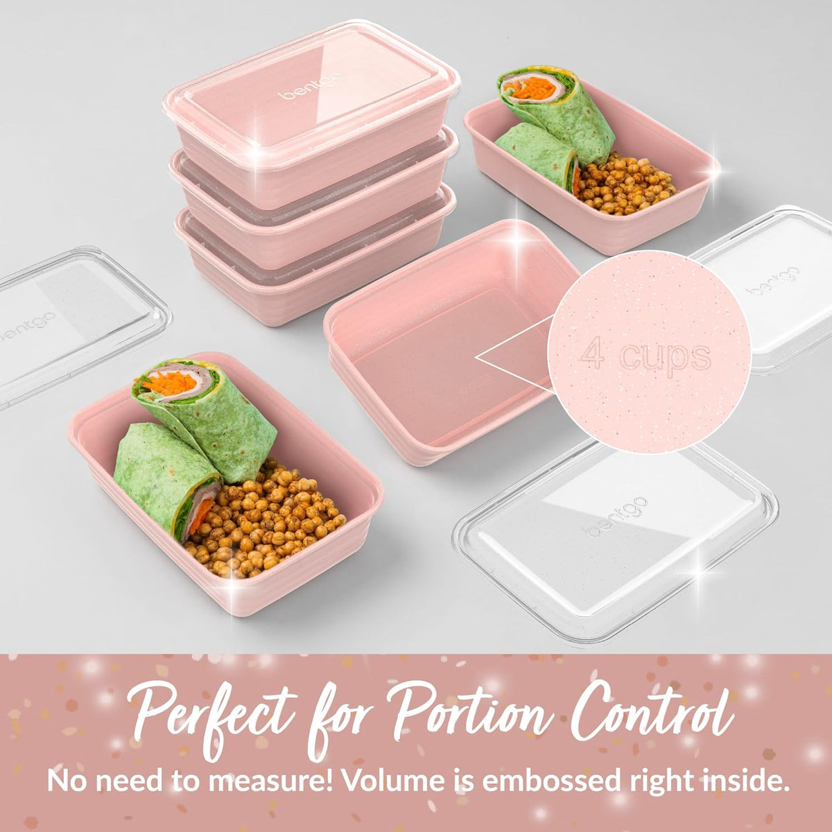 Prep Meal Prep Containers with Lids, 20 Piece, PFAS & BPA-Free | 4-Cup Capacity, Portion Control, Stackable, Microwave, Freezer & Dishwasher-Safe, Reusable (Mint)