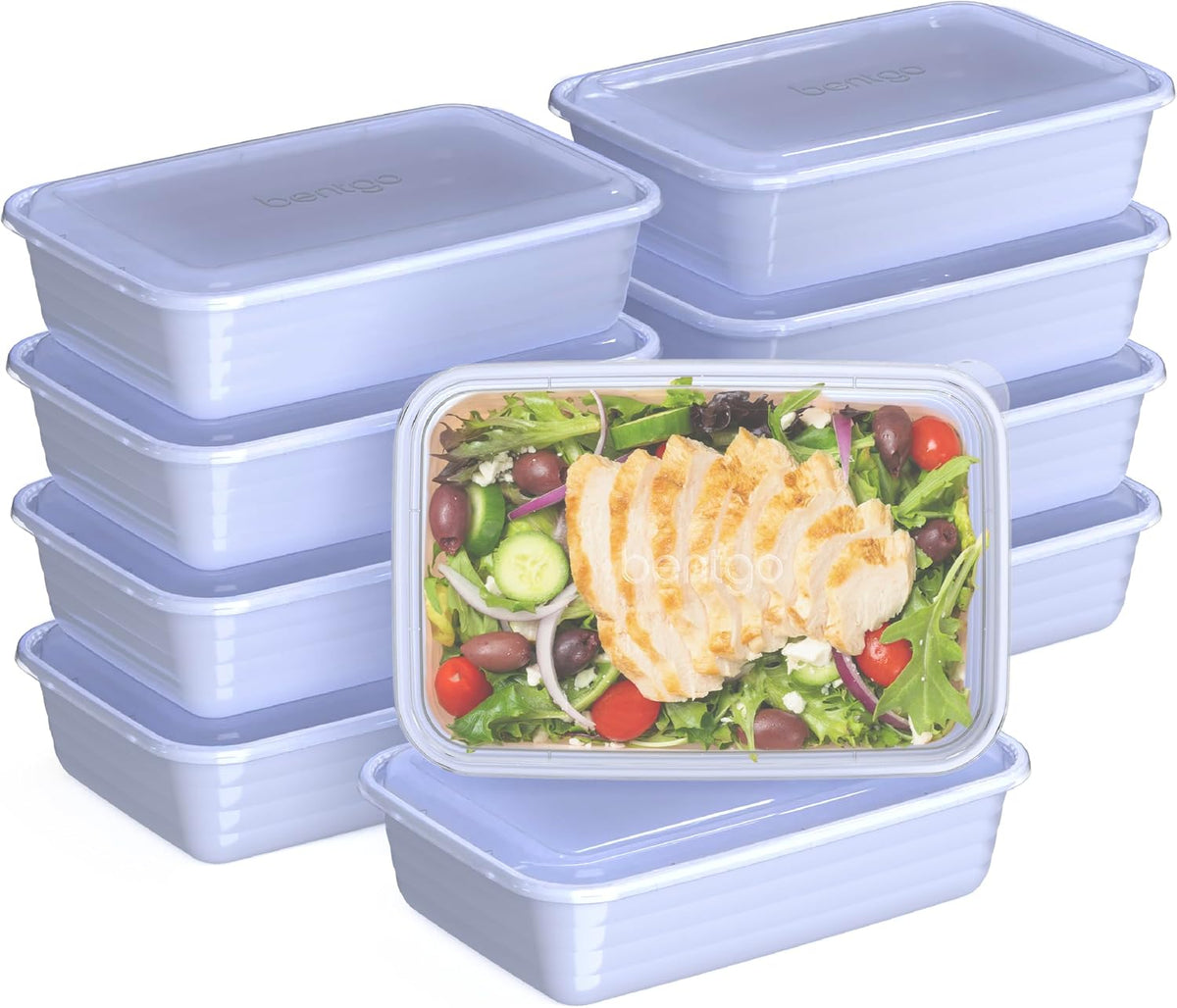 Prep Meal Prep Containers with Lids, 20 Piece, PFAS & BPA-Free | 4-Cup Capacity, Portion Control, Stackable, Microwave, Freezer & Dishwasher-Safe, Reusable (Mint)