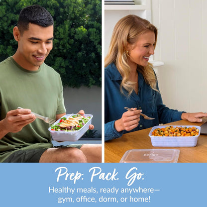 Prep Meal Prep Containers with Lids, 20 Piece, PFAS & BPA-Free | 4-Cup Capacity, Portion Control, Stackable, Microwave, Freezer & Dishwasher-Safe, Reusable (Mint)