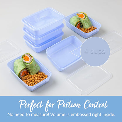 Prep Meal Prep Containers with Lids, 20 Piece, PFAS & BPA-Free | 4-Cup Capacity, Portion Control, Stackable, Microwave, Freezer & Dishwasher-Safe, Reusable (Mint)