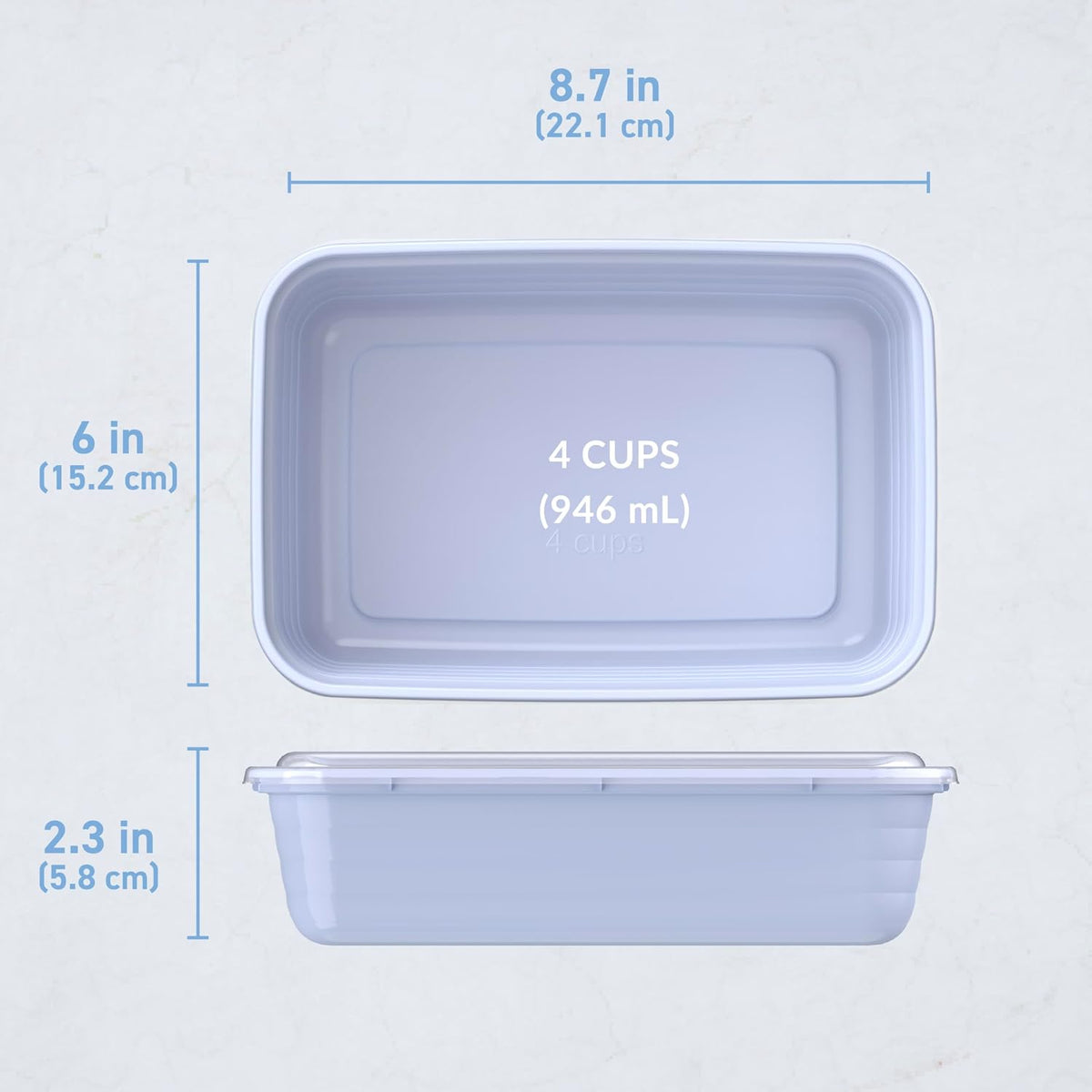 Prep Meal Prep Containers with Lids, 20 Piece, PFAS & BPA-Free | 4-Cup Capacity, Portion Control, Stackable, Microwave, Freezer & Dishwasher-Safe, Reusable (Mint)
