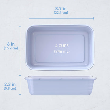 Prep Meal Prep Containers with Lids, 20 Piece, PFAS & BPA-Free | 4-Cup Capacity, Portion Control, Stackable, Microwave, Freezer & Dishwasher-Safe, Reusable (Mint)