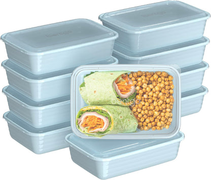 Prep Meal Prep Containers with Lids, 20 Piece, PFAS & BPA-Free | 4-Cup Capacity, Portion Control, Stackable, Microwave, Freezer & Dishwasher-Safe, Reusable (Mint)