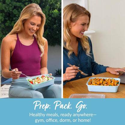 Prep Meal Prep Containers with Lids, 20 Piece, PFAS & BPA-Free | 4-Cup Capacity, Portion Control, Stackable, Microwave, Freezer & Dishwasher-Safe, Reusable (Mint)