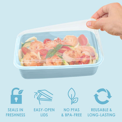 Prep Meal Prep Containers with Lids, 20 Piece, PFAS & BPA-Free | 4-Cup Capacity, Portion Control, Stackable, Microwave, Freezer & Dishwasher-Safe, Reusable (Mint)